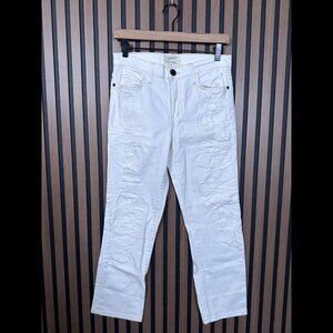 Current / Elliott Jeans 27 Womens White Stretch Distressed High Waist Straight